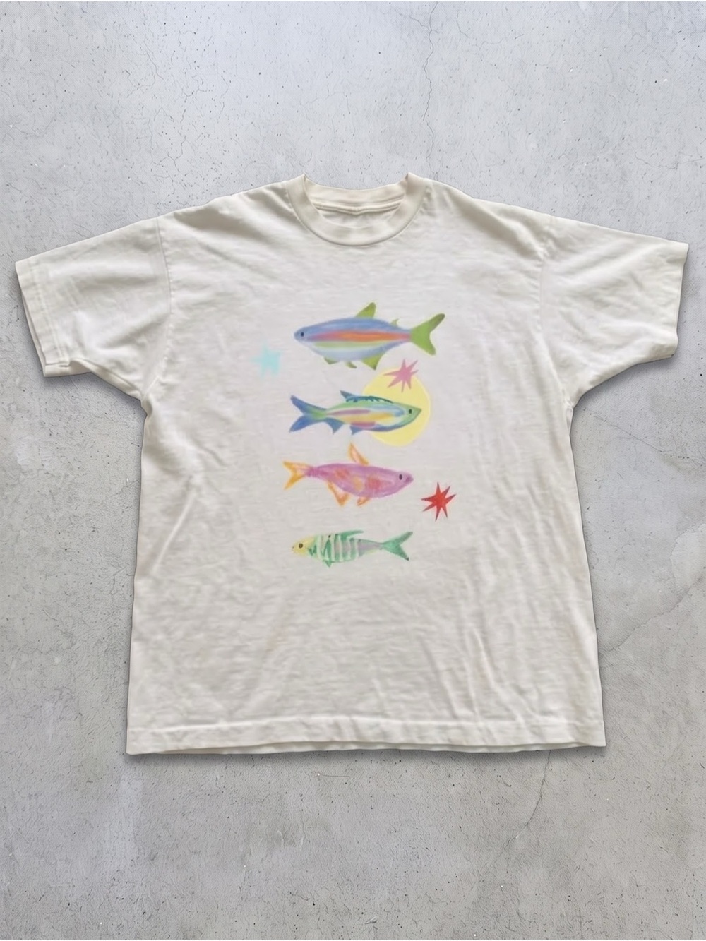 White Fish Graphic Tee - Multicolor Fish